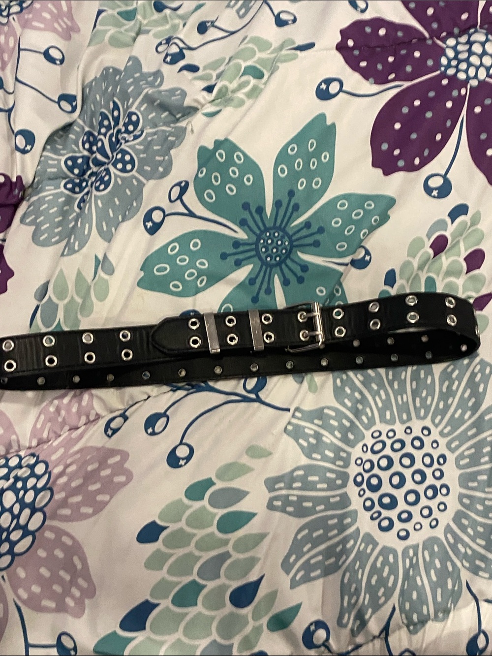 Black Double-Row Grommet Belt